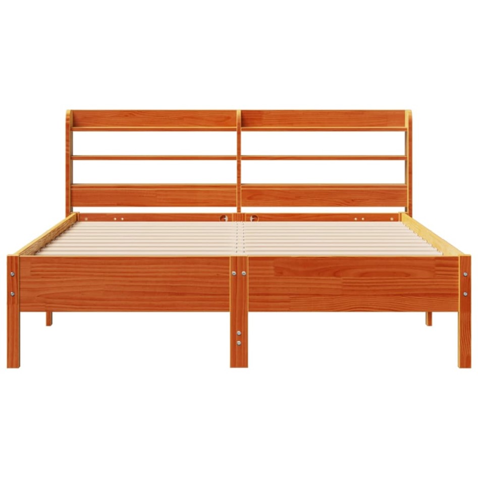 Estructura de cama sin colchón madera maciza marrón 135x190