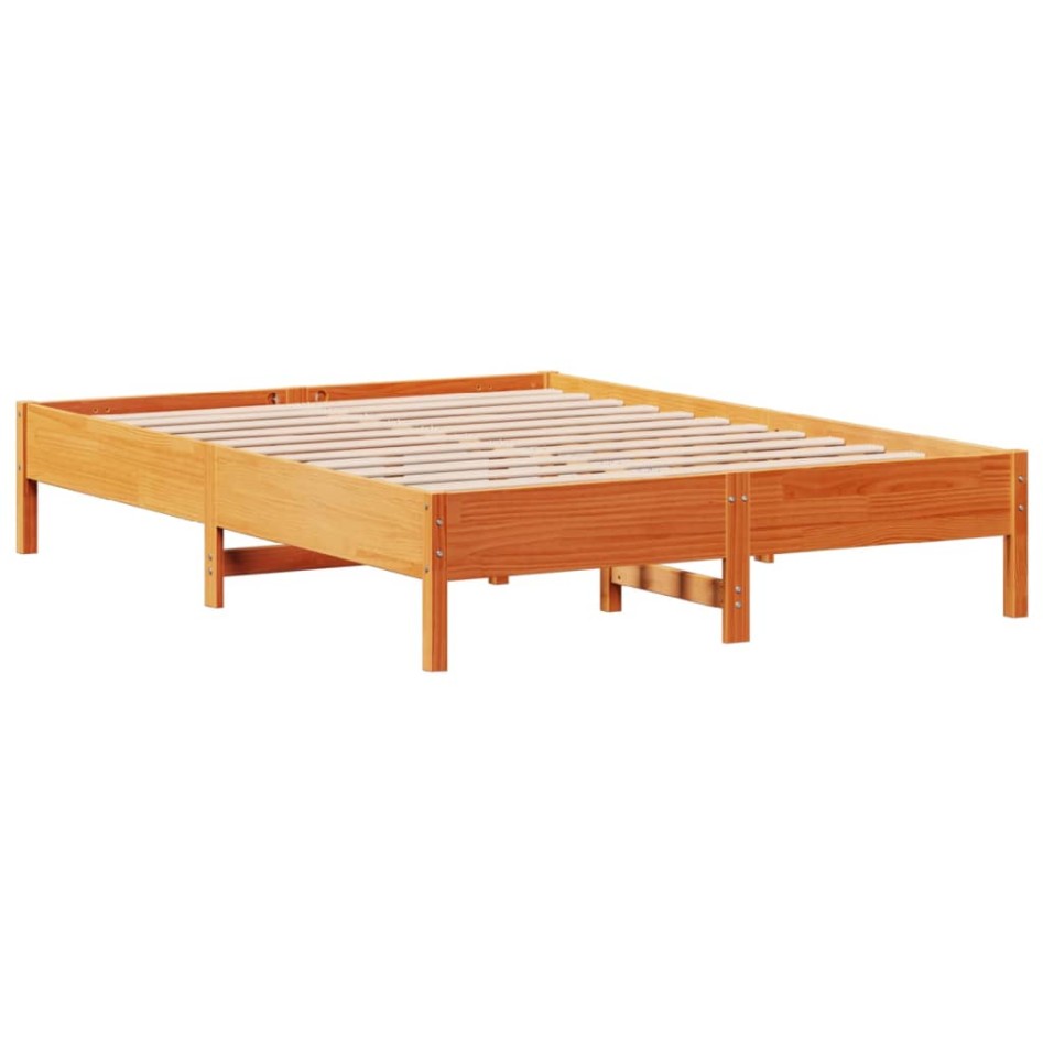 Estructura de cama sin colchón madera maciza marrón 135x190