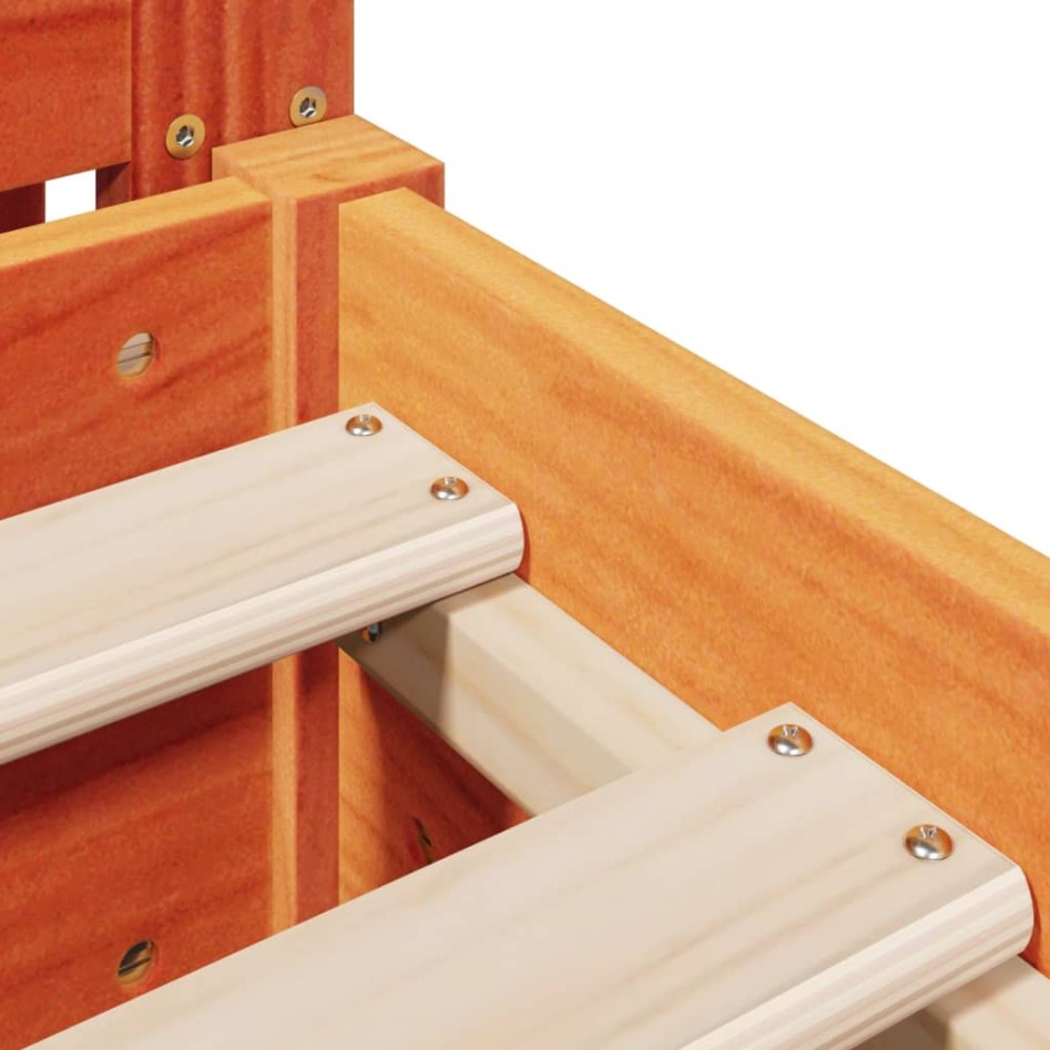 Cama sin colchón madera maciza de pino marrón cera 180x200