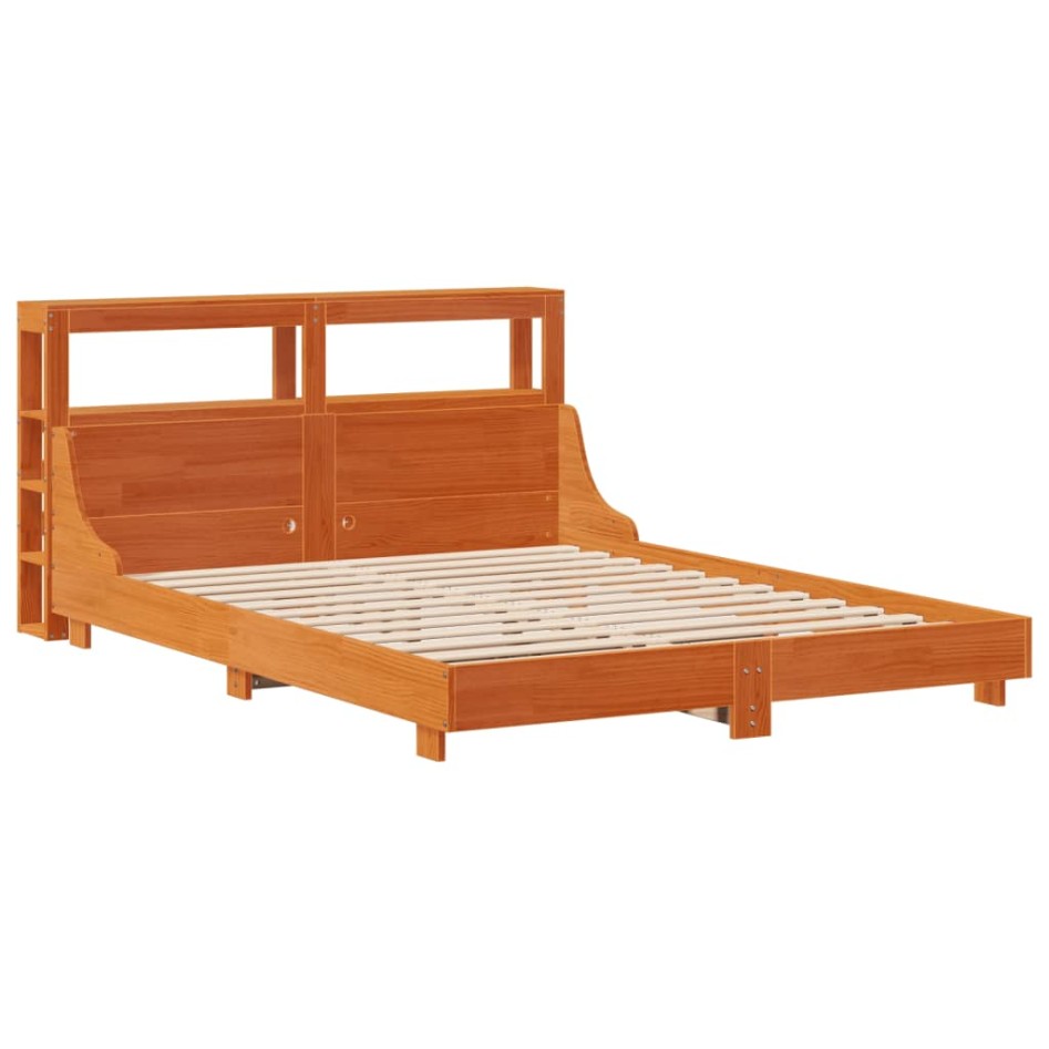 Estructura de cama sin colchón madera maciza marrón 135x190