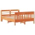 Cama sin colchón madera maciza de pino marrón cera 120x200