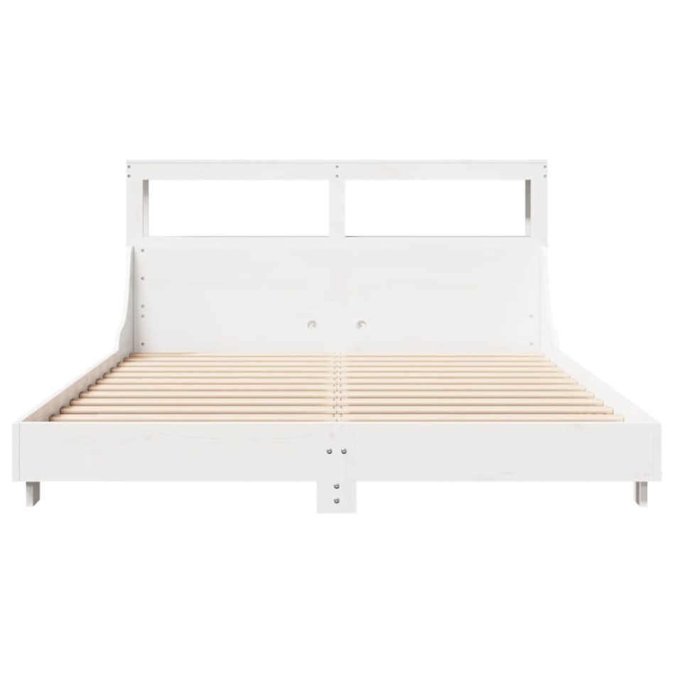 Estructura de cama sin colchón madera de pino blanca 140x200