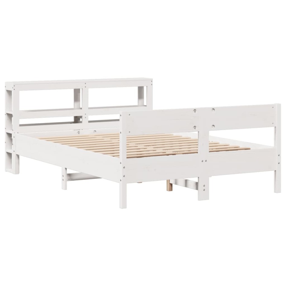 Estructura de cama sin colchón madera de pino blanca 140x200