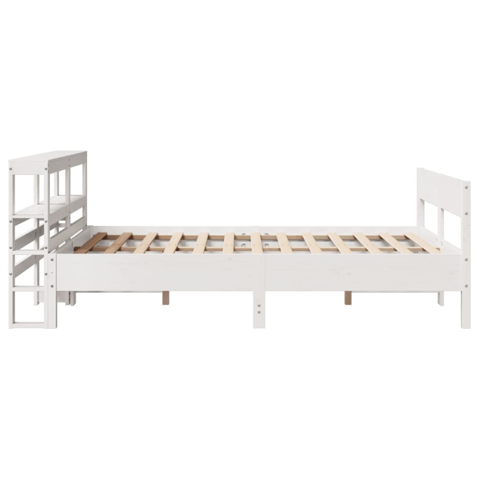Estructura de cama sin colchón madera de pino blanca 140x200