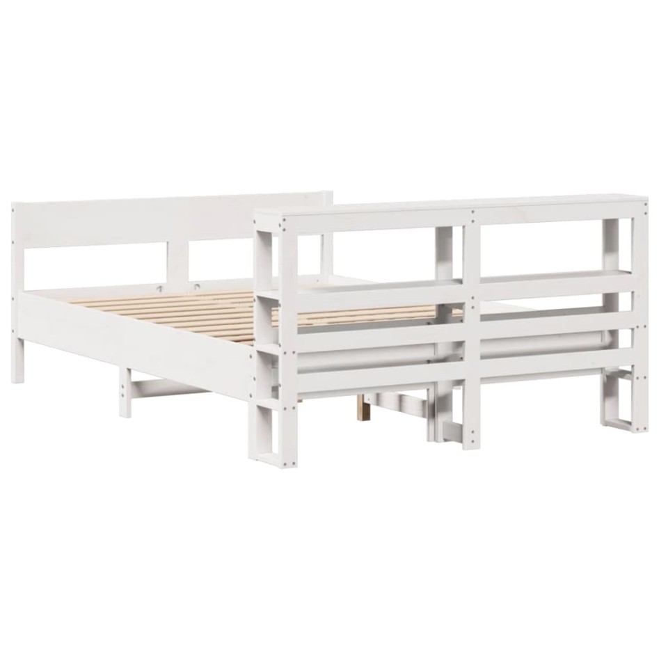 Estructura de cama sin colchón madera de pino blanca 140x200