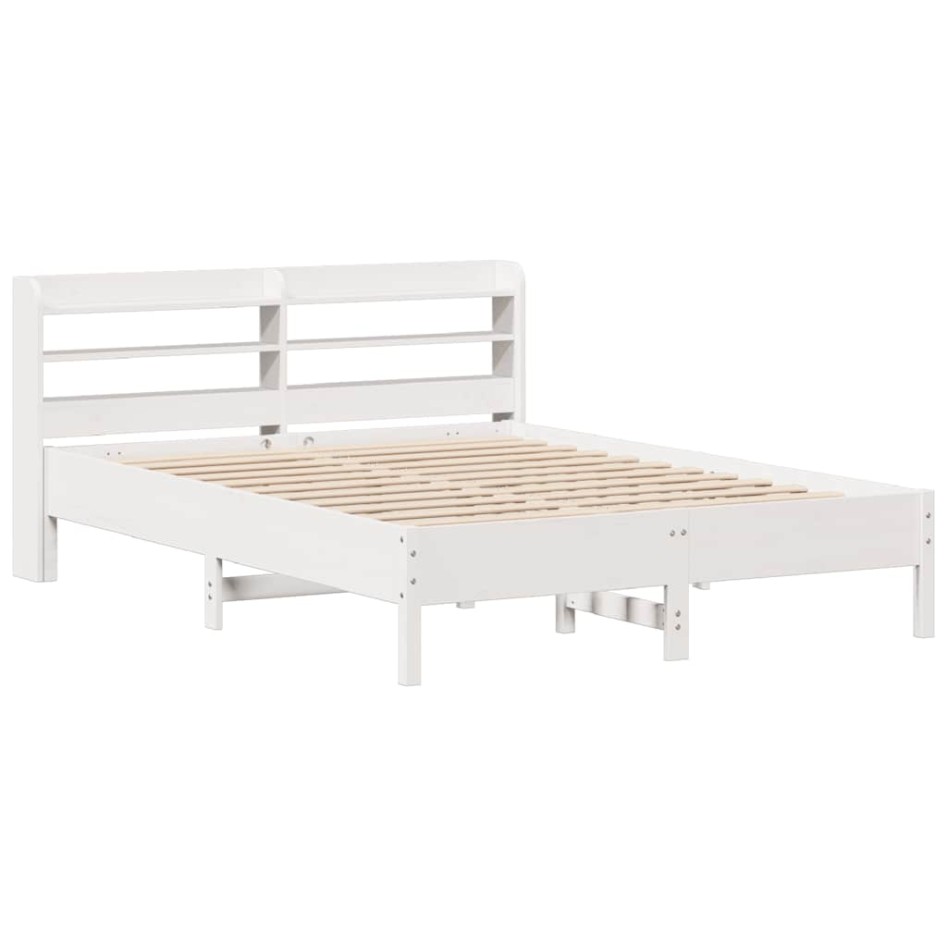 Estructura de cama sin colchón madera de pino blanca 140x200