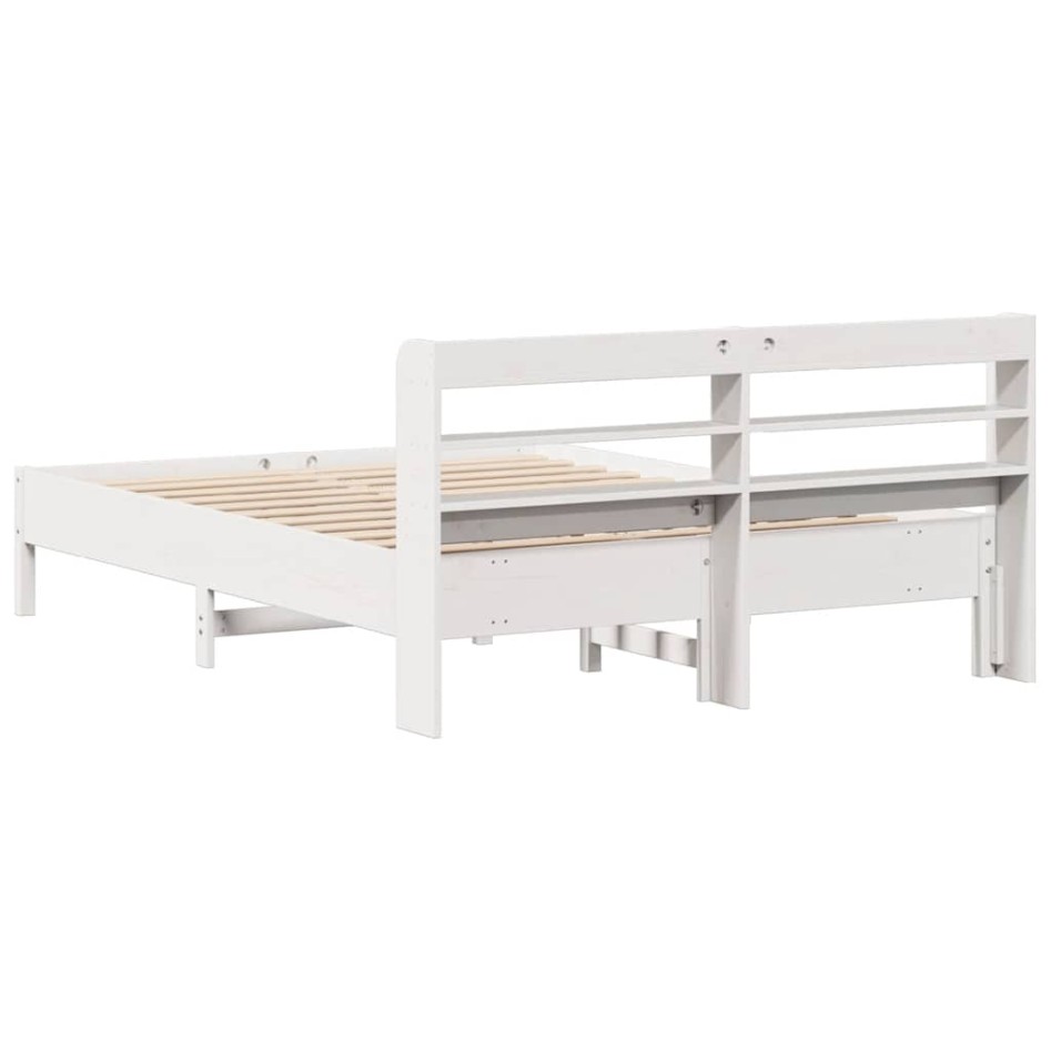 Estructura de cama sin colchón madera de pino blanca 140x200