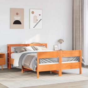 Estructura de cama sin colchón madera maciza marrón 135x190