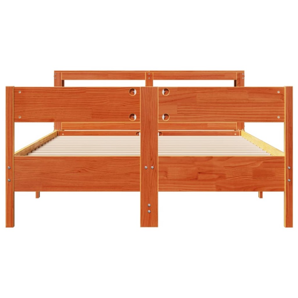 Estructura de cama sin colchón madera maciza marrón 135x190