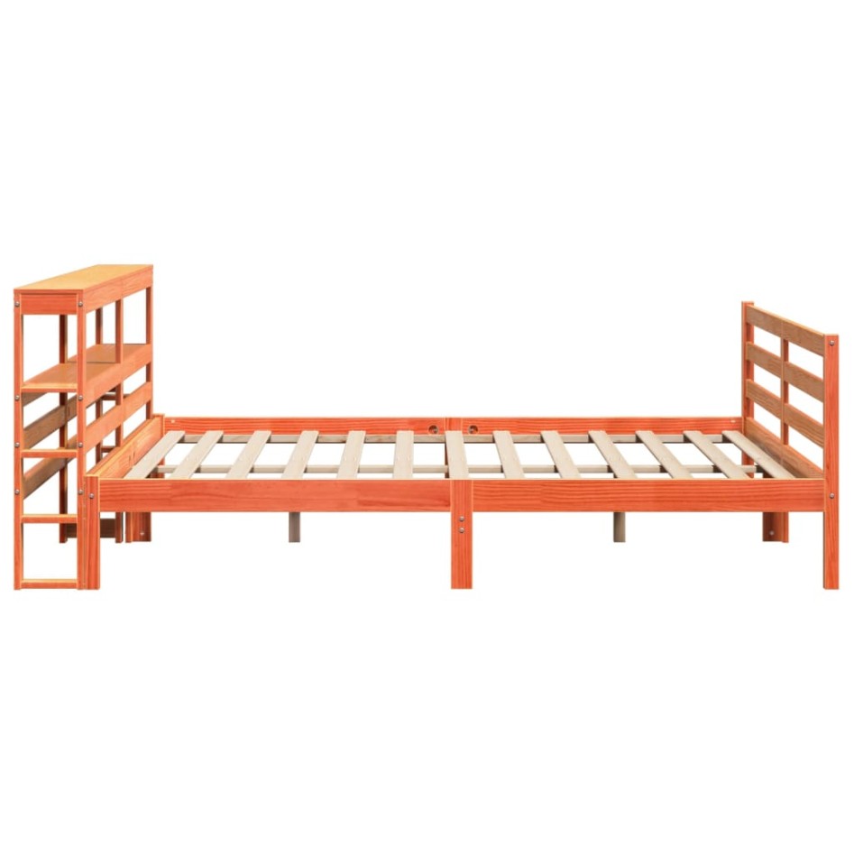 Cama sin colchón madera maciza de pino marrón cera 200x200