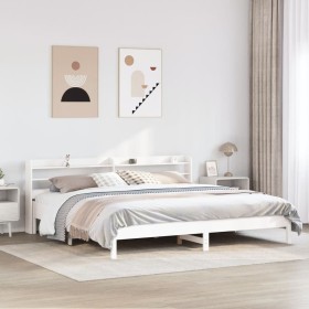 Estructura de cama sin colchón madera maciza blanca 200x200
