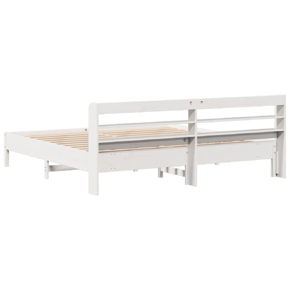 Estructura de cama sin colchón madera maciza blanca 200x200