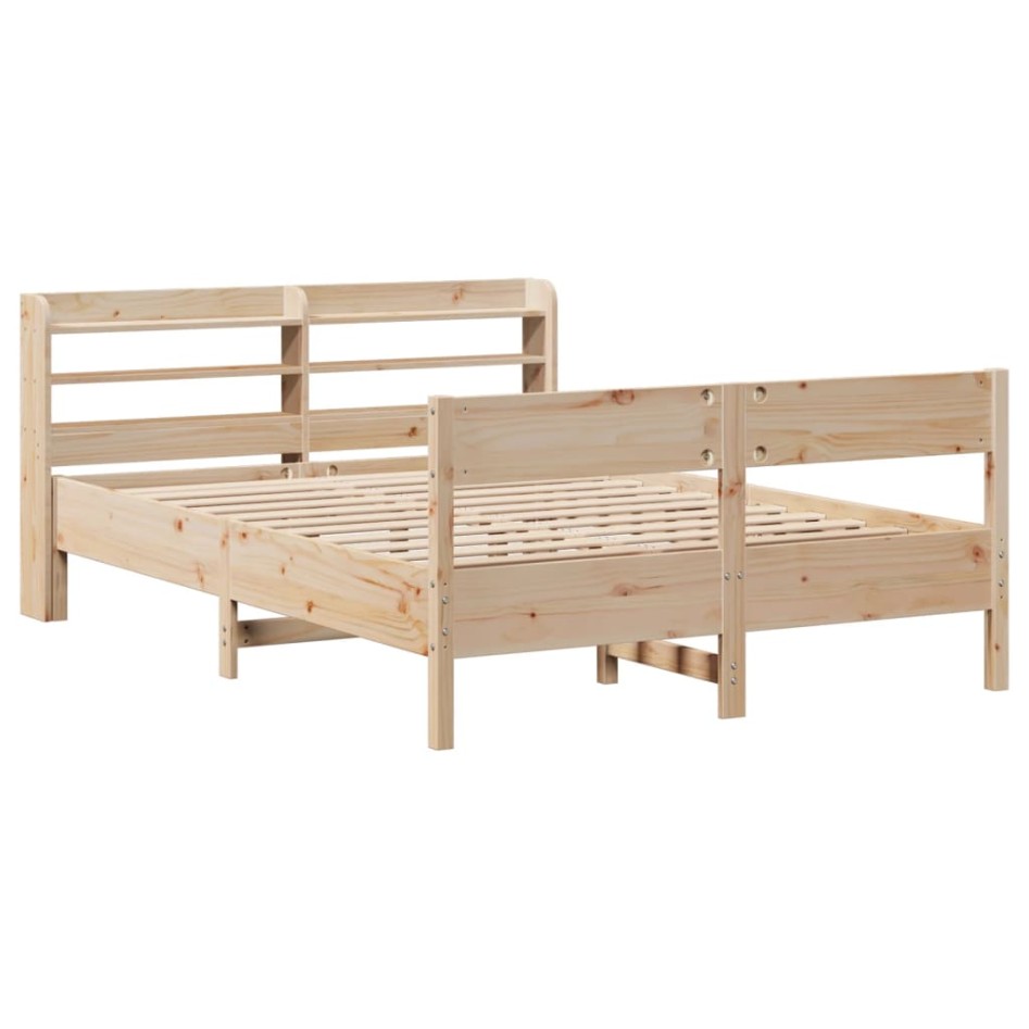 Estructura de cama sin colchón madera de pino blanco 150x200
