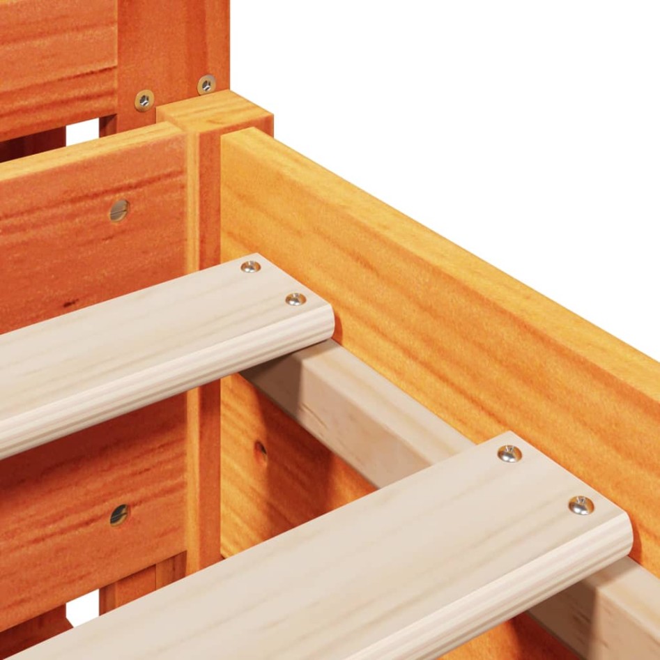 Cama sin colchón madera maciza de pino marrón cera 120x200