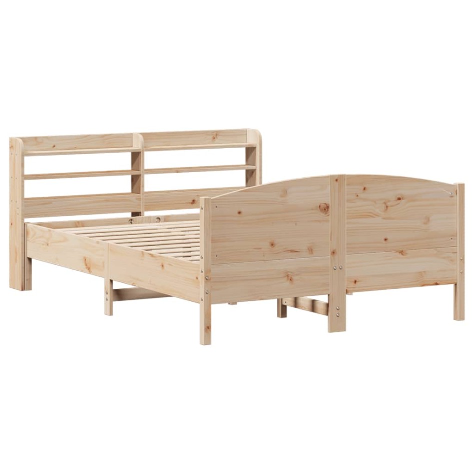 Estructura de cama sin colchón madera maciza de pino 140x190