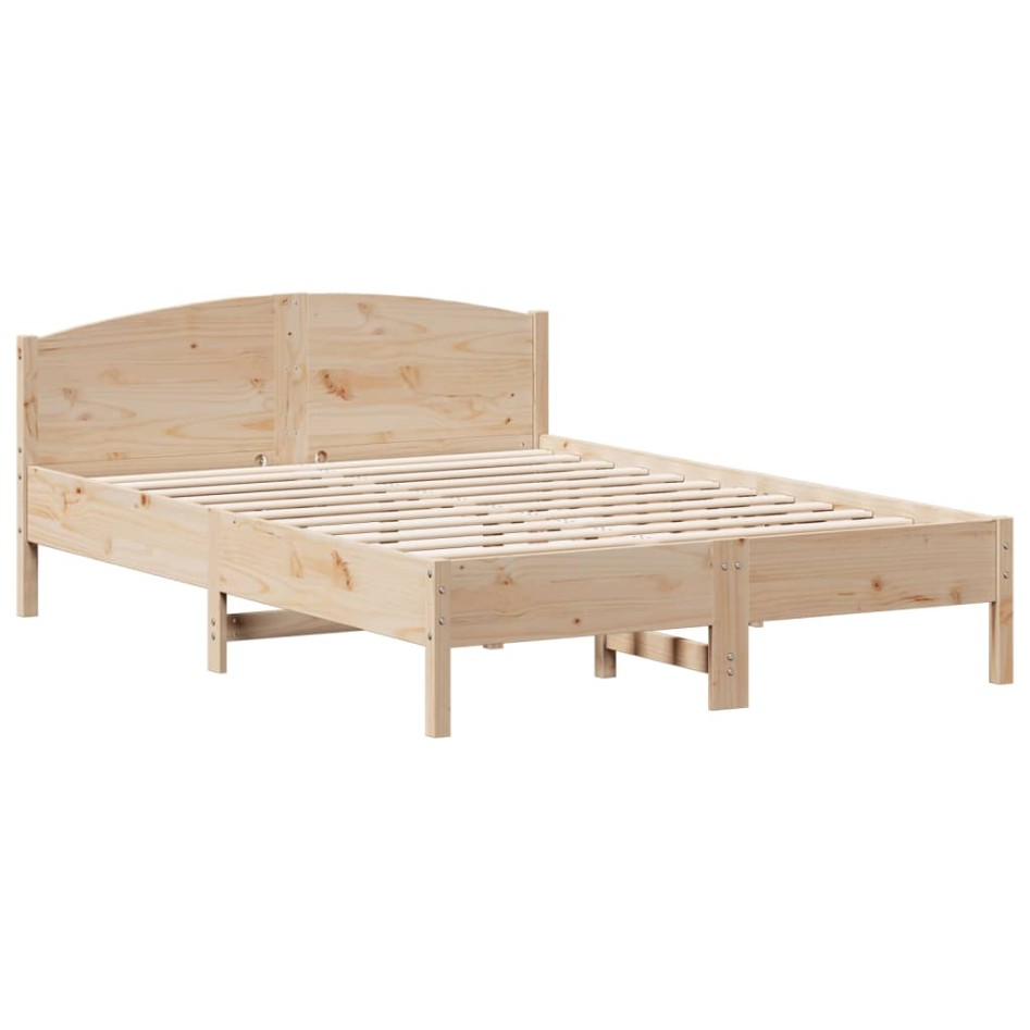 Estructura de cama sin colchón madera maciza de pino 140x190