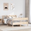 Estructura de cama sin colchón madera maciza de pino 140x190 cm