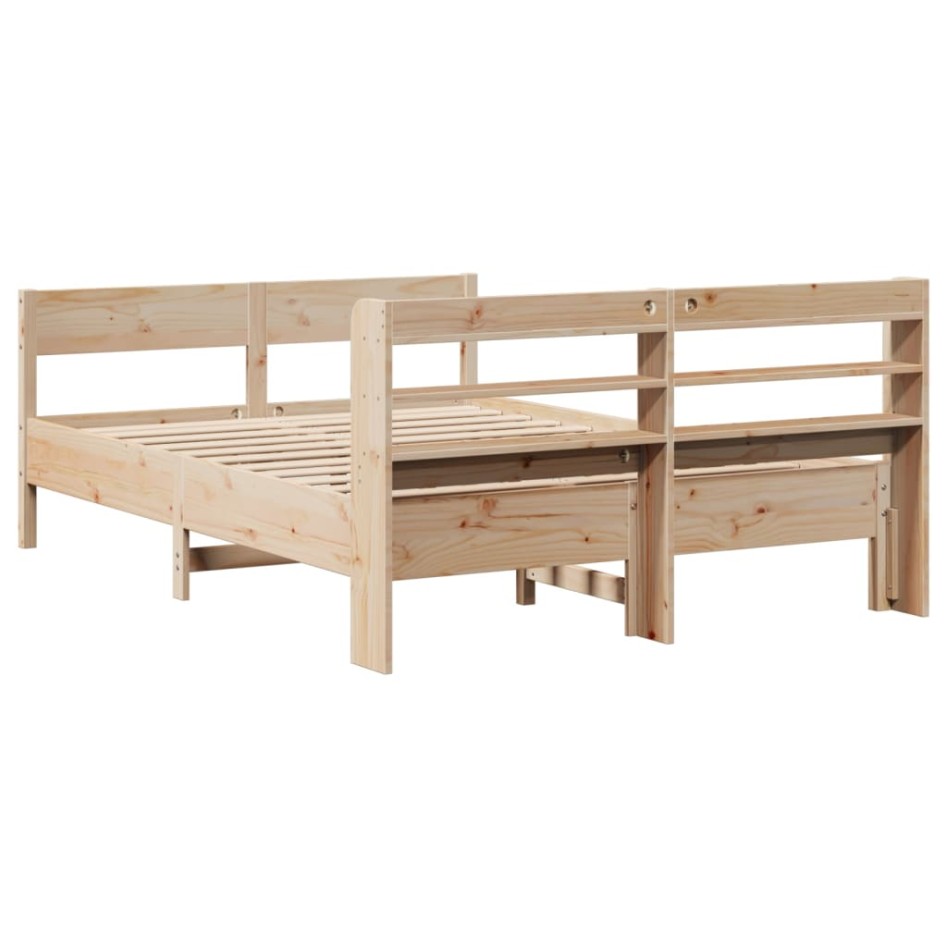 Estructura de cama sin colchón madera maciza de pino 140x190