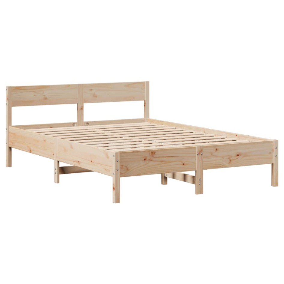 Estructura de cama sin colchón madera maciza de pino 140x190