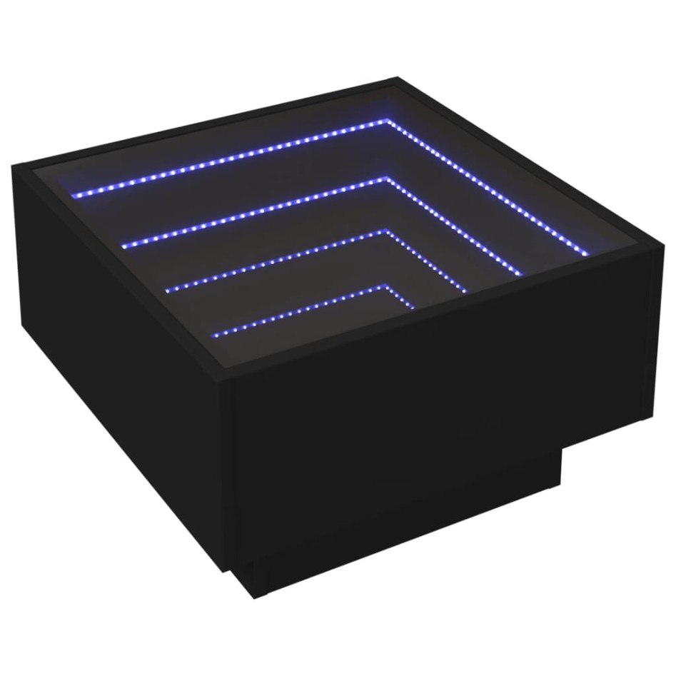Mesa de centro con LED madera de ingeniería negro 50x50x30