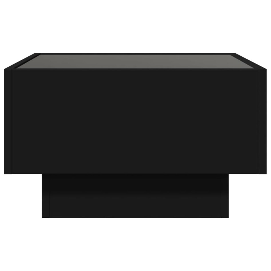 Mesa de centro con LED madera de ingeniería negro 50x50x30