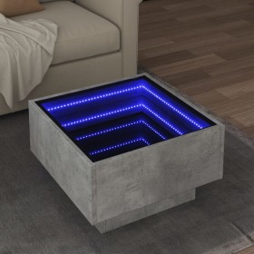 Mesa de centro y LED madera ingeniería gris hormigón