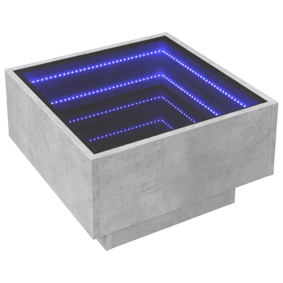 Mesa de centro y LED madera ingeniería gris hormigón