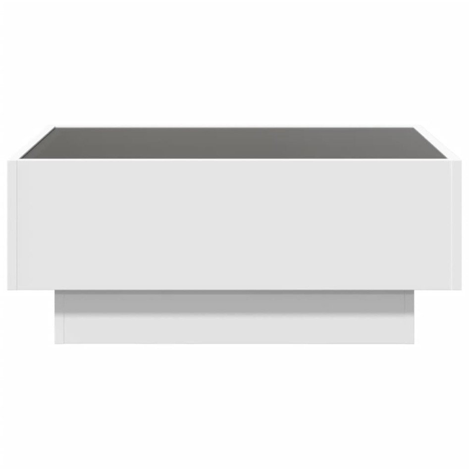 Mesa de centro con LED madera de ingeniería blanca 70x50x30