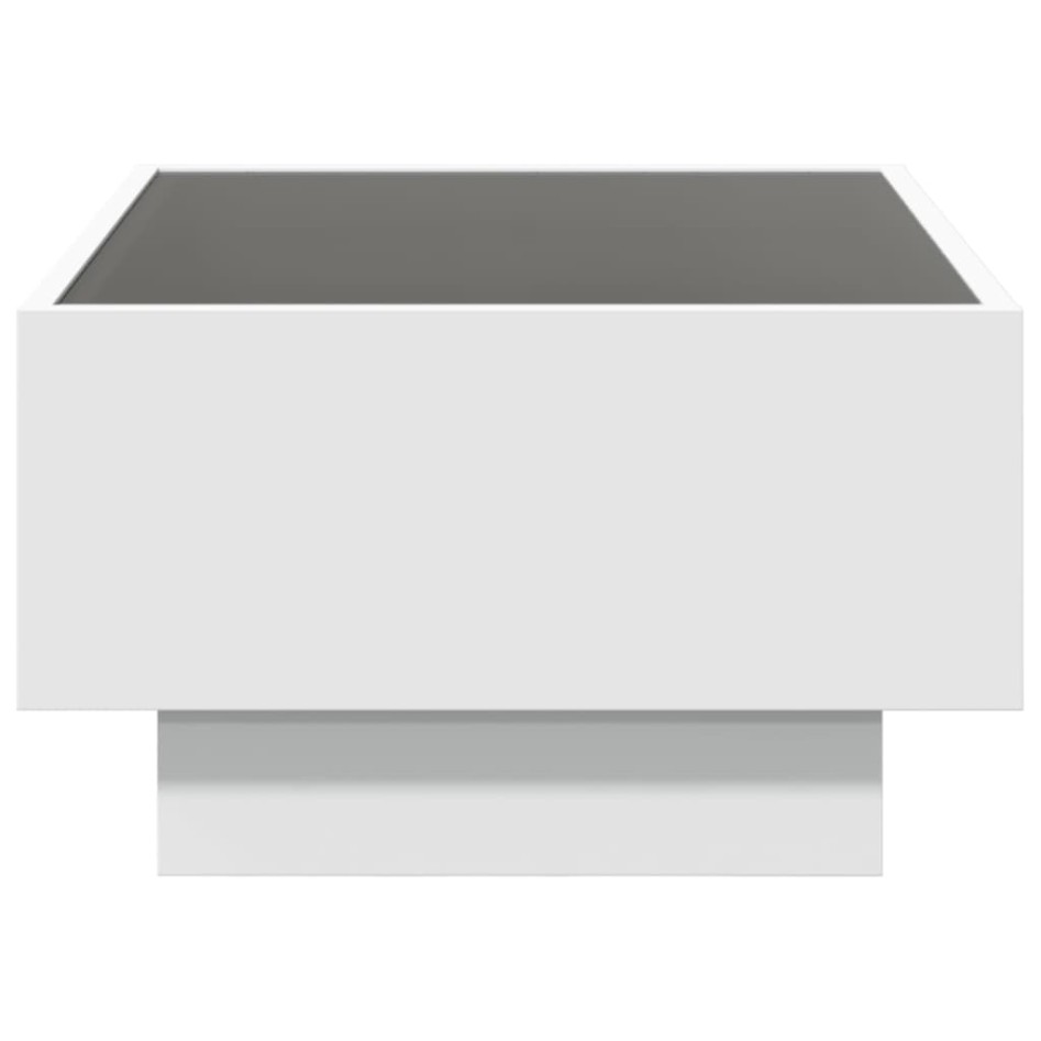 Mesa de centro con LED madera de ingeniería blanca 70x50x30