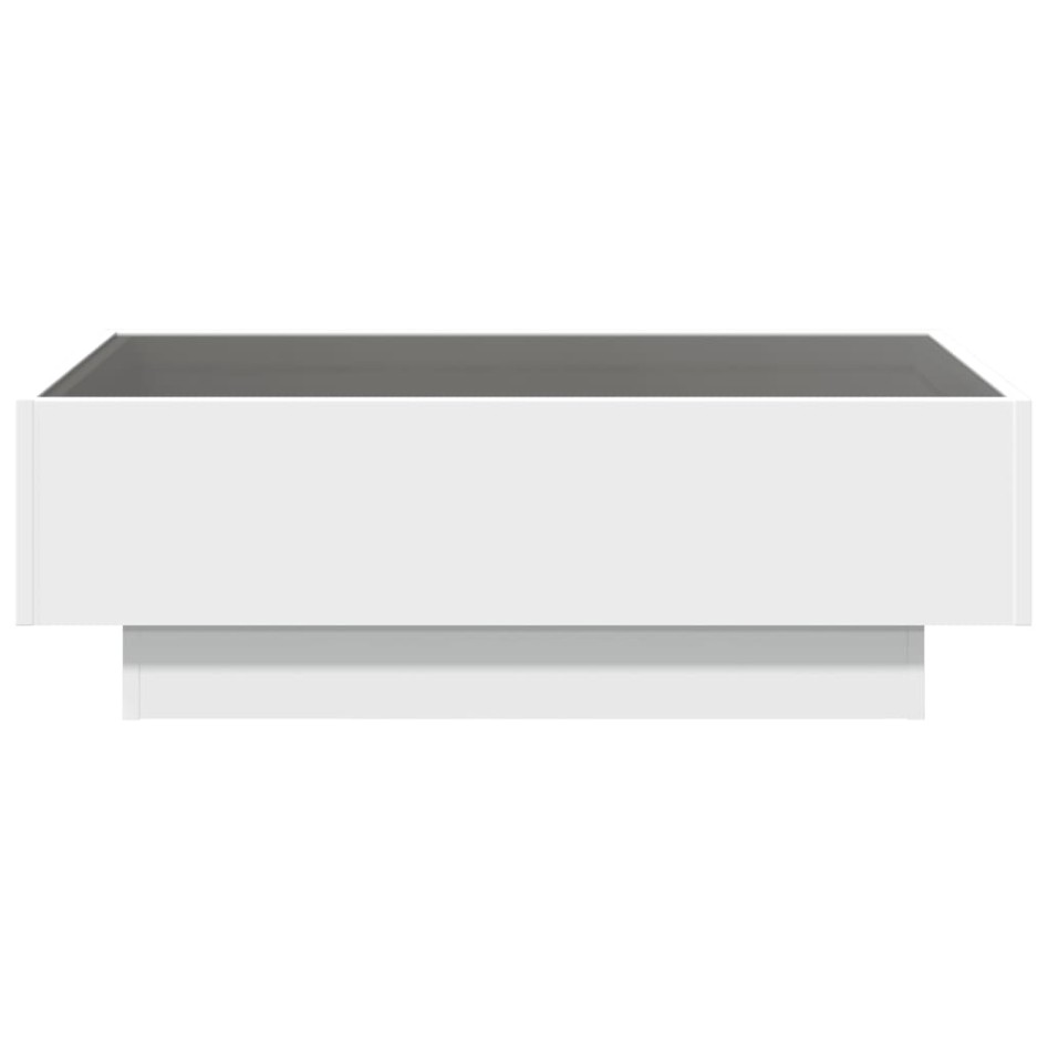 Mesa de centro con LED madera de ingeniería blanca 90x50x30