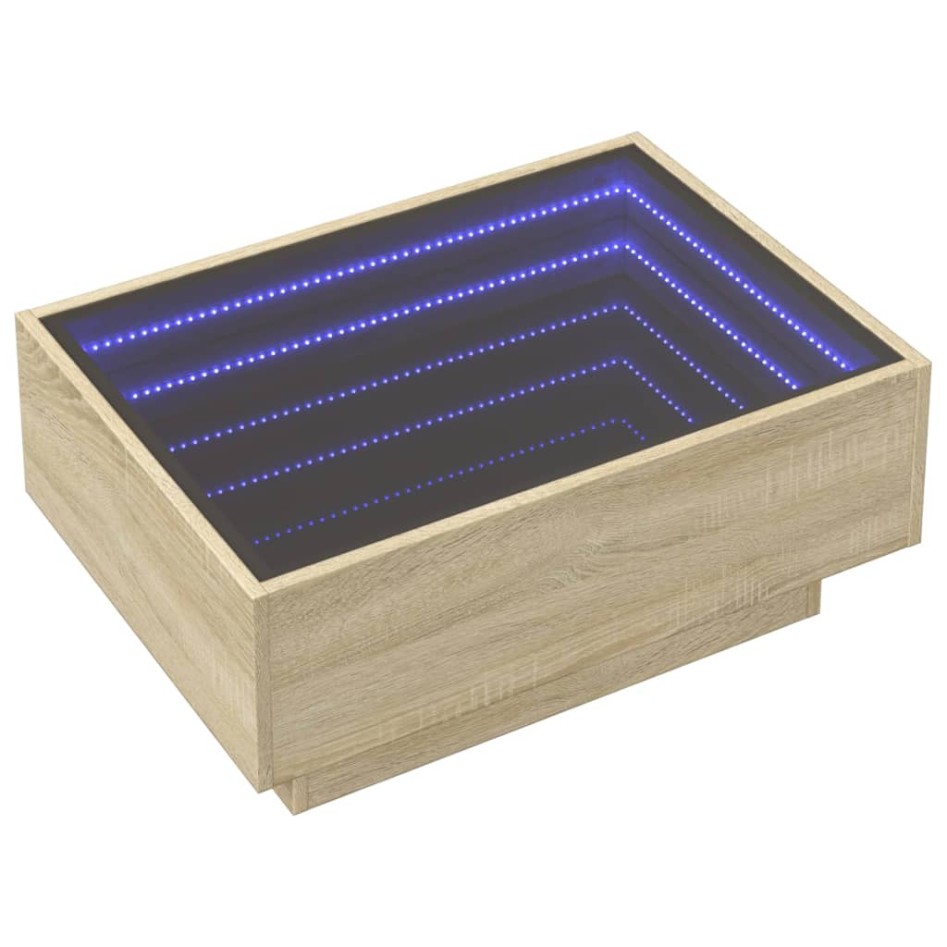 Mesa de centro y LED madera ingeniería roble Sonoma 70x50x30