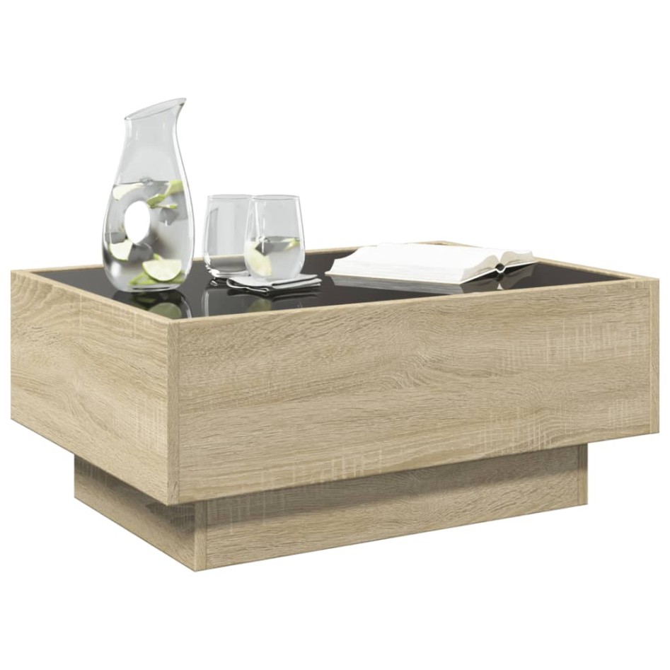 Mesa de centro y LED madera ingeniería roble Sonoma 70x50x30