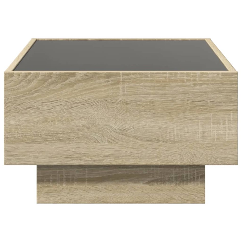 Mesa de centro y LED madera ingeniería roble Sonoma 70x50x30
