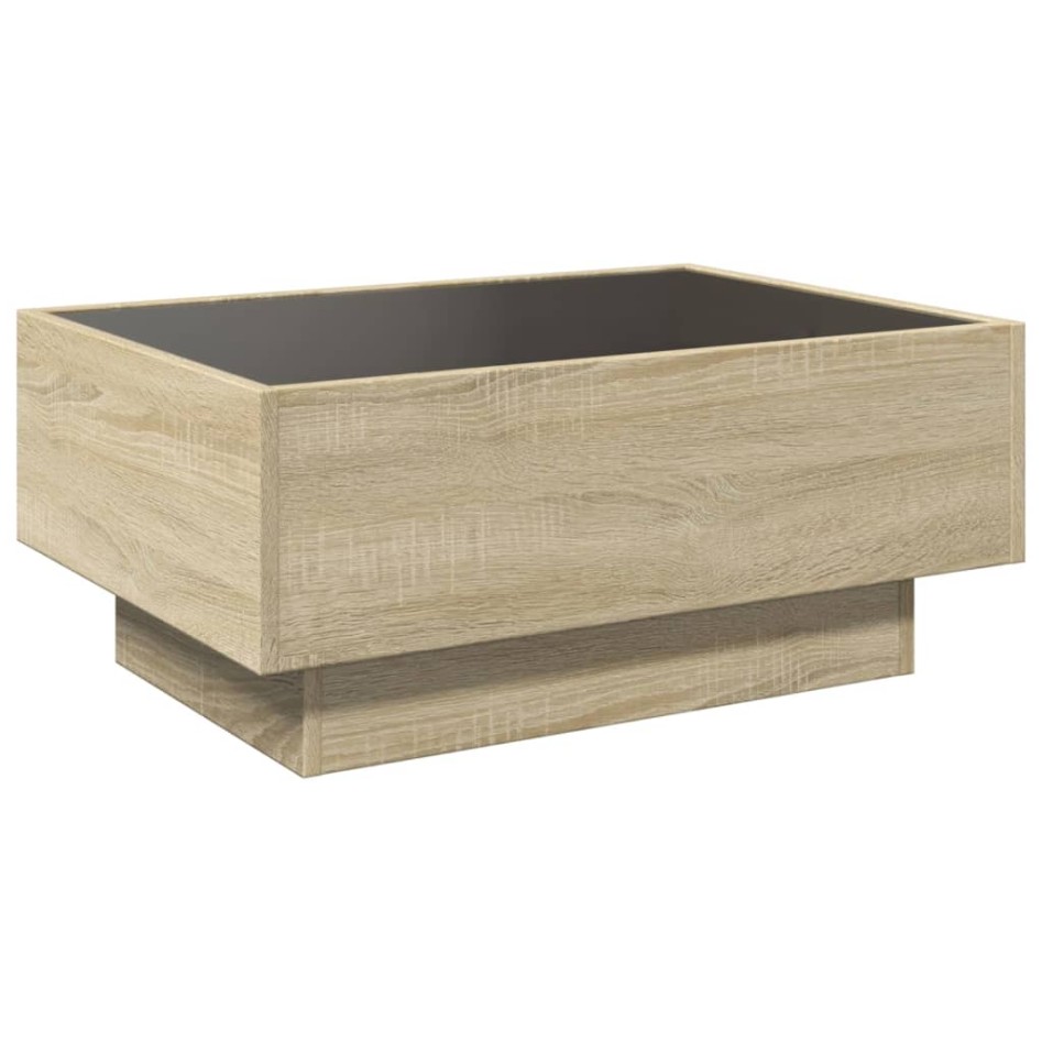 Mesa de centro y LED madera ingeniería roble Sonoma 70x50x30