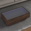 Mesa de centro y LED madera ingeniería marrón roble 90x50x30 cm