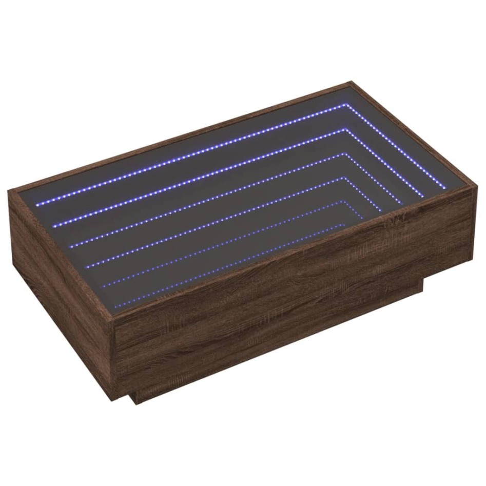 Mesa de centro y LED madera ingeniería marrón roble 90x50x30