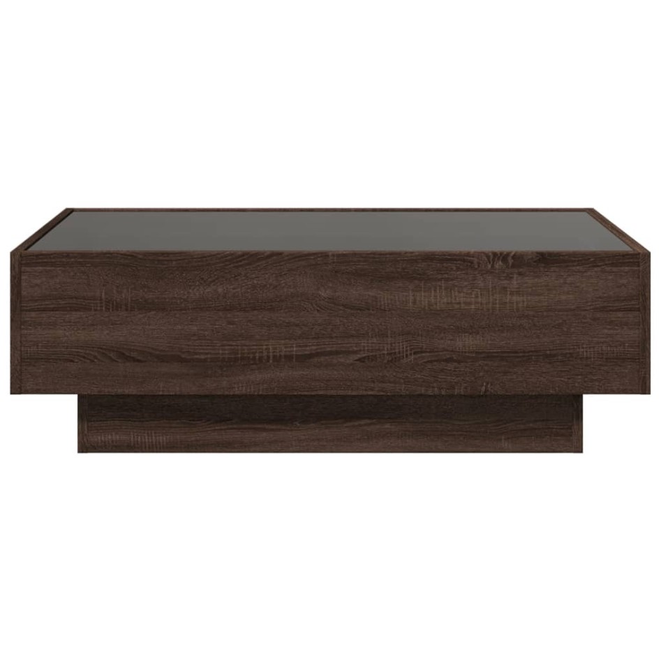 Mesa de centro y LED madera ingeniería marrón roble 90x50x30