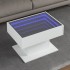 Mesa de centro con luz LED madera ingeniería blanca 70x50x45