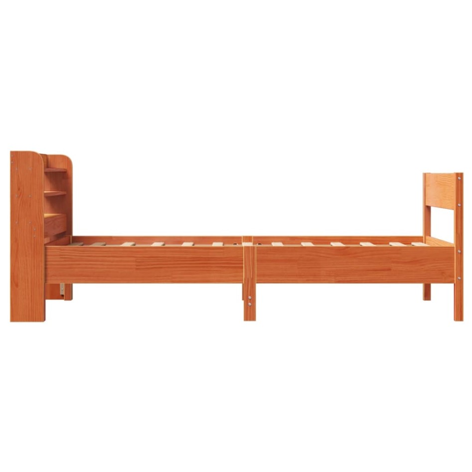 Estructura de cama sin colchón madera maciza marrón 75x190