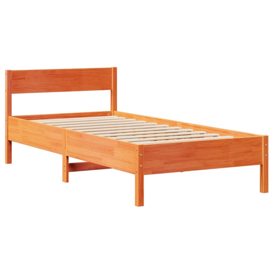 Estructura de cama sin colchón madera maciza marrón 75x190