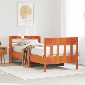 Estructura de cama sin colchón madera maciza marrón 75x190