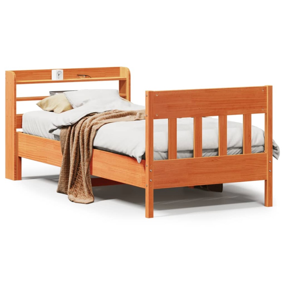 Estructura de cama sin colchón madera maciza marrón 75x190
