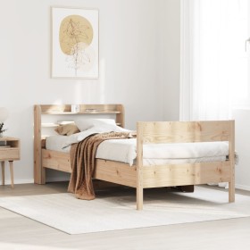 Estructura de cama sin colchón madera maciza pino 75x190