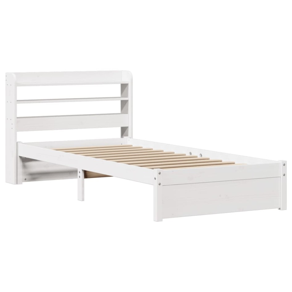 Estructura de cama con cabecero sin colchón blanco 100x200