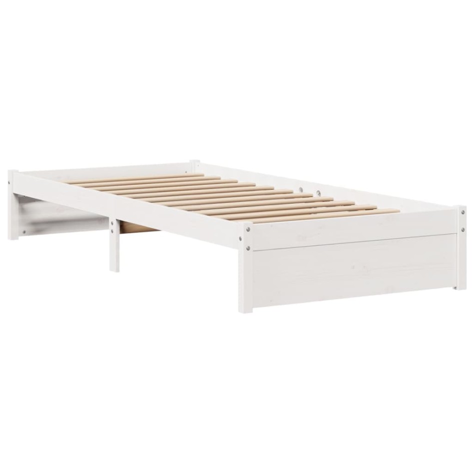 Estructura de cama con cabecero sin colchón blanco 100x200