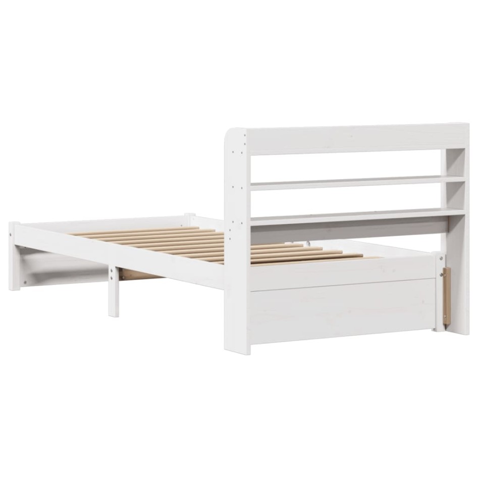 Estructura de cama con cabecero sin colchón blanco 100x200