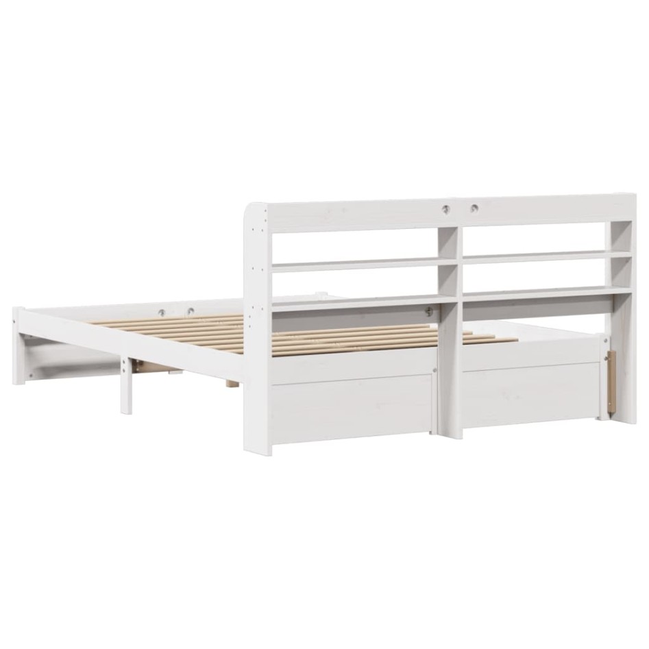 Estructura de cama con cabecero madera pino blanco 135x190