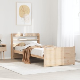 Estructura de cama con cabecero madera maciza pino 75x190
