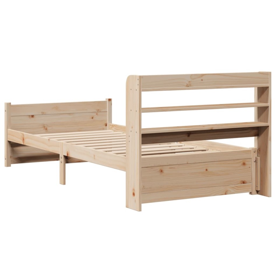 Estructura de cama con cabecero madera maciza pino 75x190