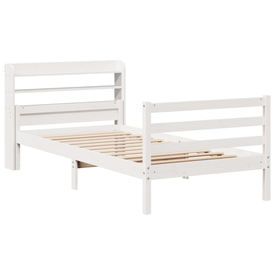 Estructura de cama con cabecero sin colchón blanco 100x200